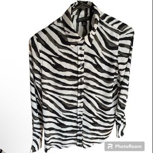 Banana Republic button down blouse, zebra print black and white, women’s XS